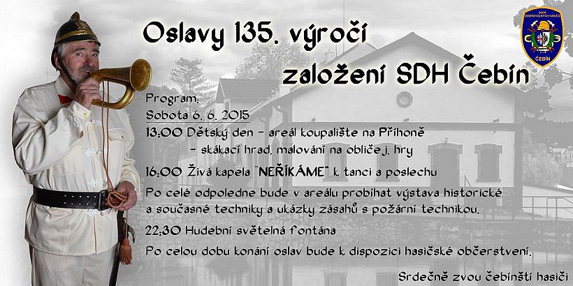 Oslavy 135. výročí od založení SDH Čebín