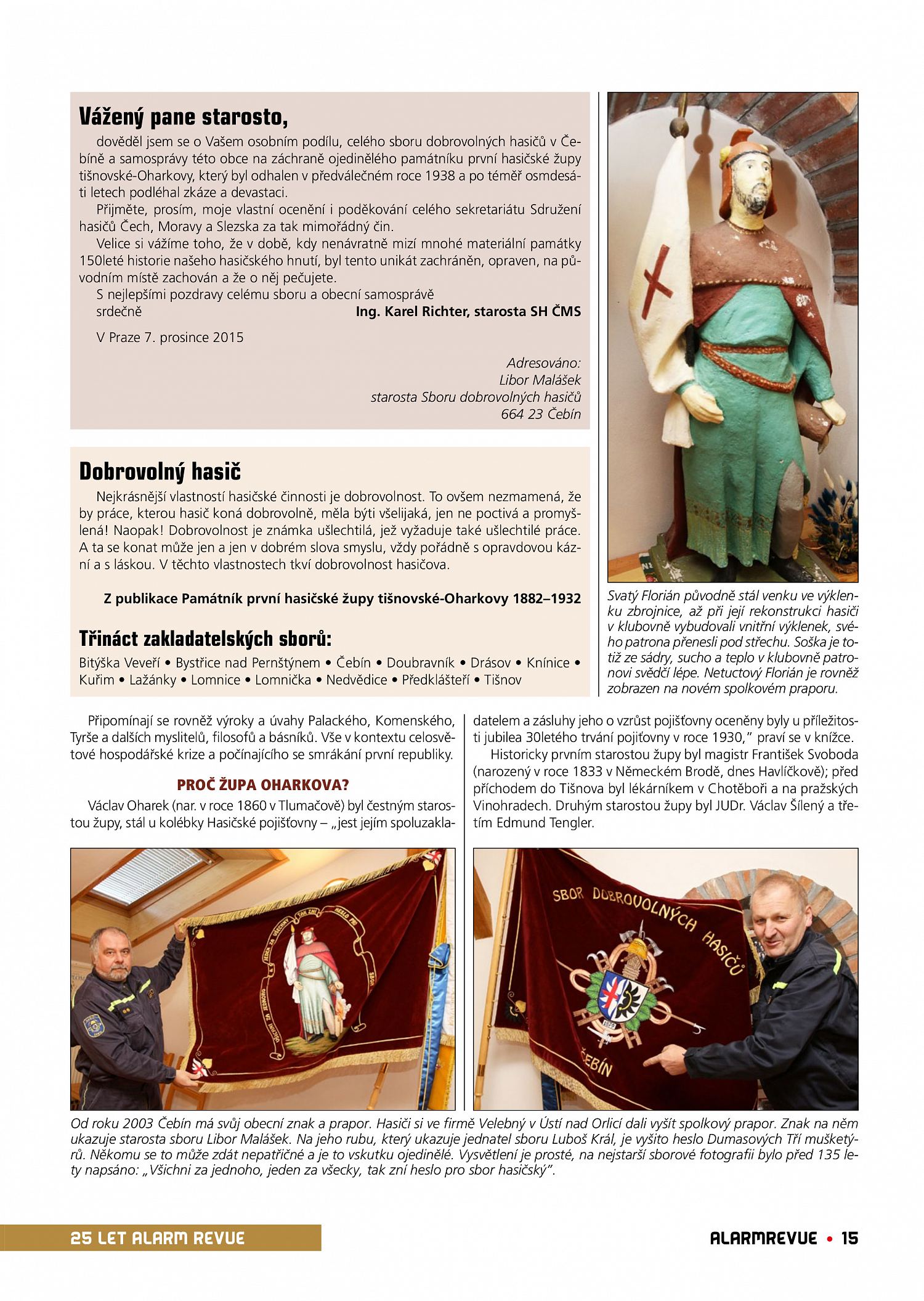 SDH Čebín v hasičském časopisu Alarm Revue