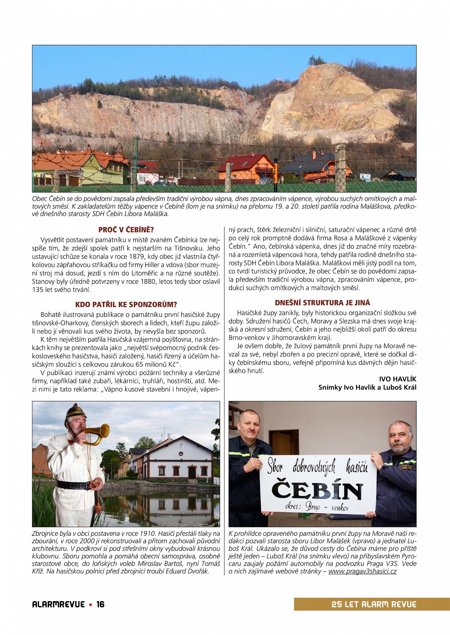 SDH Čebín v hasičském časopisu Alarm Revue